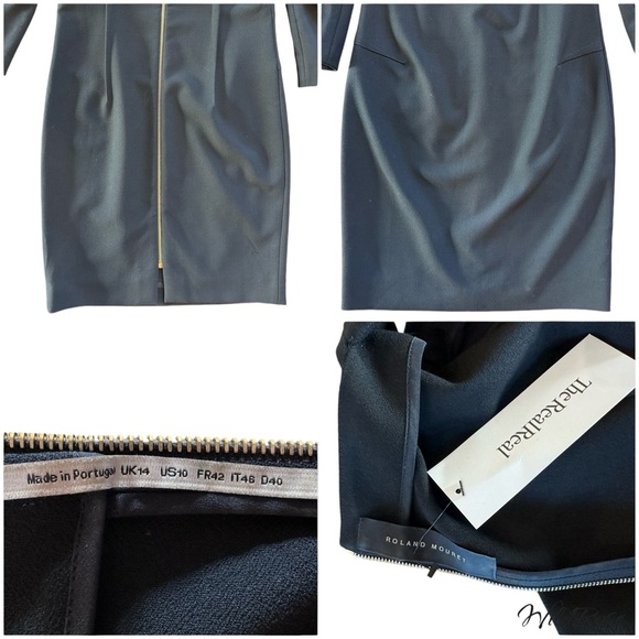 ROLAND MOURET BLACK CUT OUT LONG SLEEVE MINI DRESS SZ 10 - Picture 11 of 11